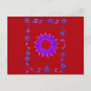 Beautiful Amazing Indian Motif Mehndi Maroon Art.  Postcard