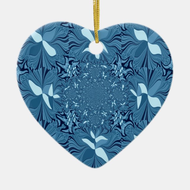 Beautiful Amazing Iridescent Blue Kaleidoscope Art Ceramic Tree Decoration (Front)