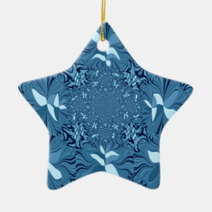 Beautiful Amazing Iridescent Blue Kaleidoscope Art Ceramic Tree Decoration