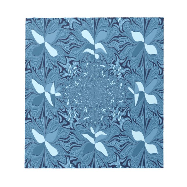 Beautiful Amazing Iridescent Blue Kaleidoscope Art Notepad (Front)