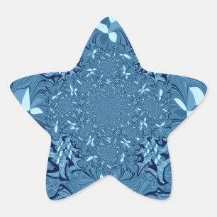 Beautiful Amazing Iridescent Blue Kaleidoscope Art Star Sticker