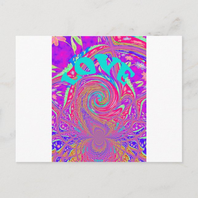 Beautiful Amazing Love Whirl Text Art Print Design Announcement Postcard (Front)