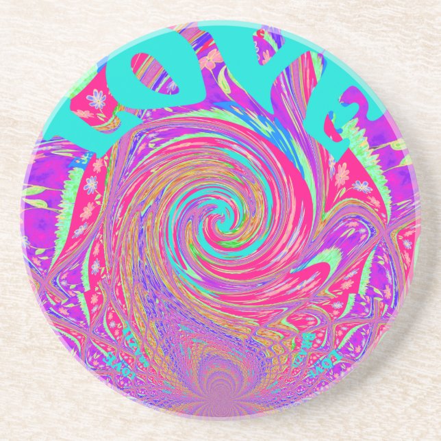Beautiful Amazing Love Whirl Text Art Print Design Coaster (Front)