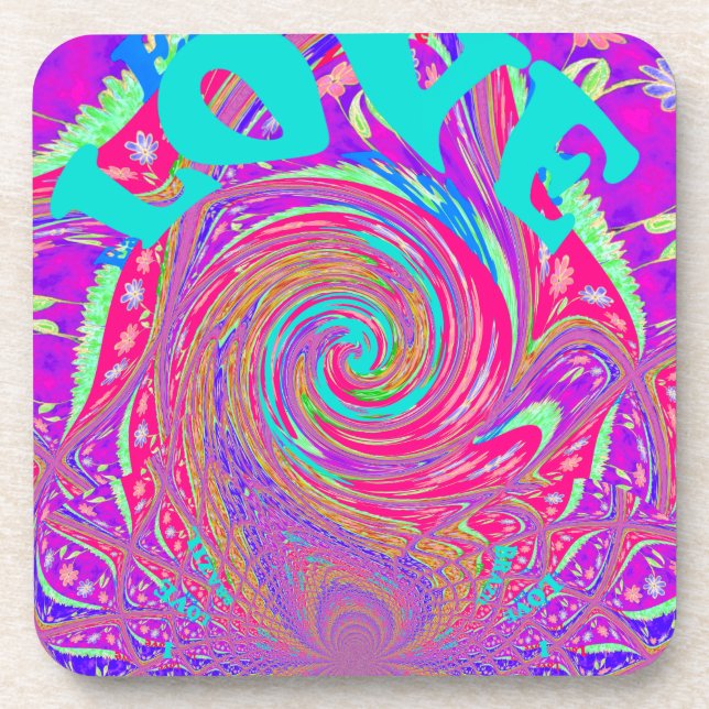 Beautiful Amazing Love Whirl Text Art Print Design Coaster (Front)
