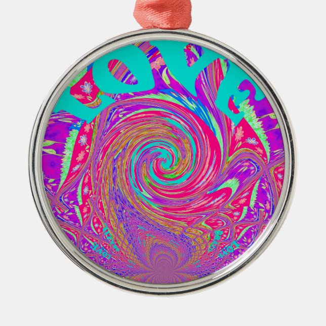 Beautiful Amazing Love Whirl Text Art Print Design Metal Tree Decoration (Front)