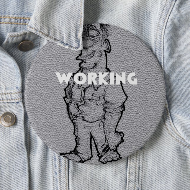 Beautiful Amazing  Pencil Sketch: Working Overtime 6 Cm Round Badge (In Situ)