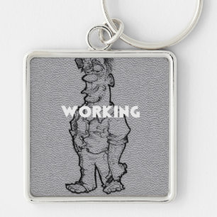 Beautiful Amazing Pencil Sketch: Working Overtime Key Ring