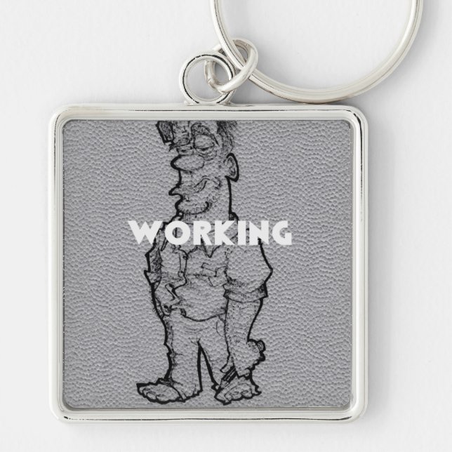 Beautiful Amazing  Pencil Sketch: Working Overtime Key Ring (Front)
