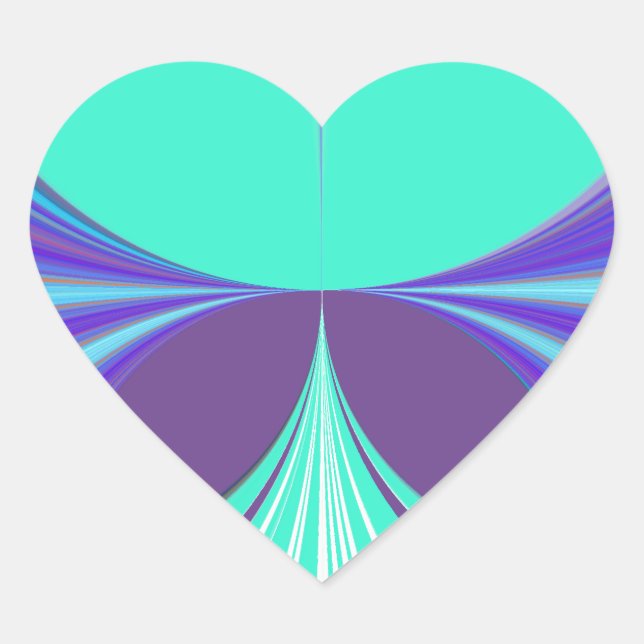 Beautiful amazing Purple Cyan motif Pattern Design Heart Sticker (Front)
