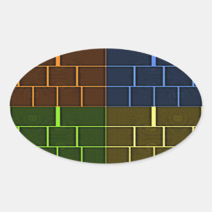 Beautiful Amazing Rainbow Colour Geometrical Desig Oval Sticker