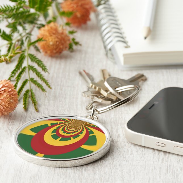 Beautiful Amazing Rasta Colours Art Print Key Ring (Side)