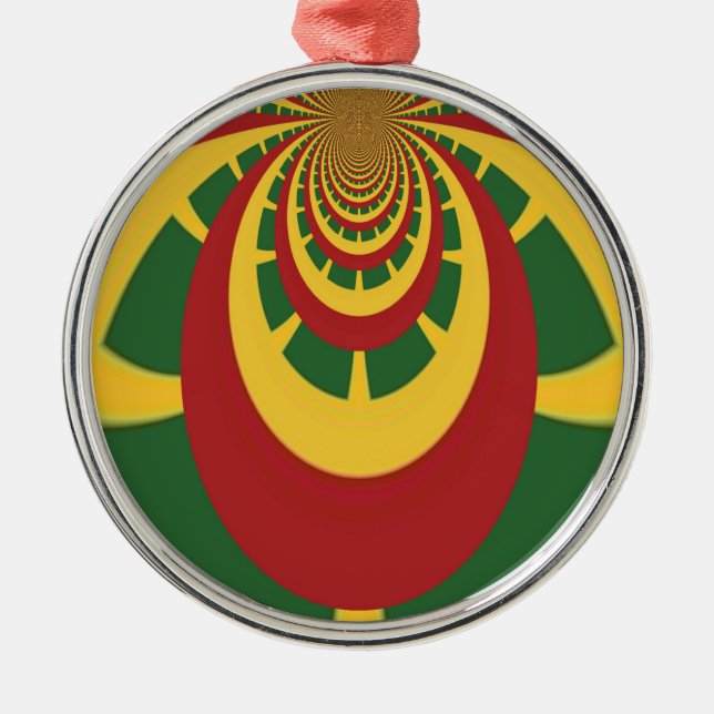 Beautiful Amazing Rasta Colours Art Print Metal Tree Decoration (Front)