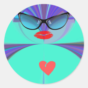 Beautiful amazing red Heart Selfie Funny Design Classic Round Sticker