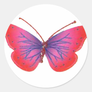 Beautiful Amazing red pink and purple butterfly  Classic Round Sticker