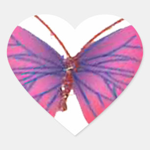 Beautiful Amazing red pink and purple butterfly  Heart Sticker