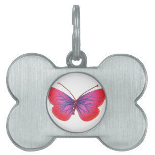 Beautiful Amazing red pink and purple butterfly Pet ID Tag