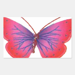 Beautiful Amazing red pink and purple butterfly  Rectangular Sticker