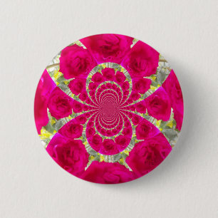 Beautiful Amazing Red Roses Kaleidoscope Pattern 6 Cm Round Badge