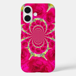 Beautiful Amazing Red Roses Kaleidoscope Pattern iPhone 16 Case