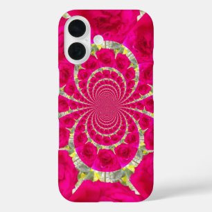 Beautiful Amazing Red Roses Kaleidoscope Pattern iPhone 16 Case