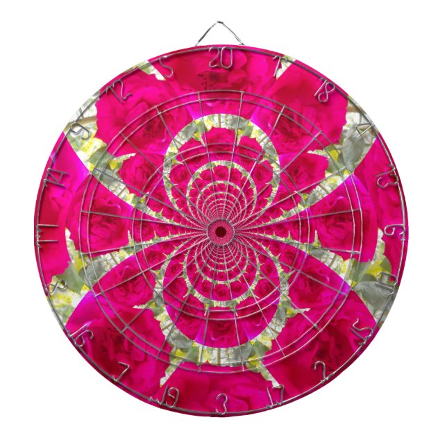 Beautiful Amazing Red Roses Kaleidoscope Pattern Dartboard (Front)