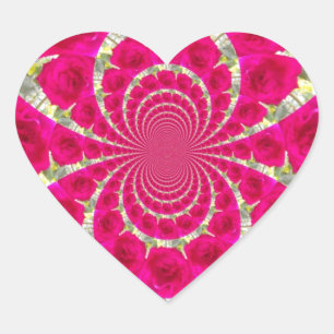 Beautiful Amazing Red Roses Kaleidoscope Pattern Heart Sticker