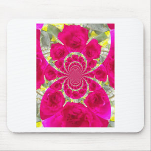 Beautiful Amazing Red Roses Kaleidoscope Pattern Mouse Mat