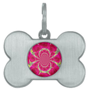 Beautiful Amazing Red Roses Kaleidoscope Pattern Pet Name Tag