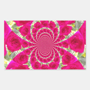 Beautiful Amazing Red Roses Kaleidoscope Pattern Rectangular Sticker