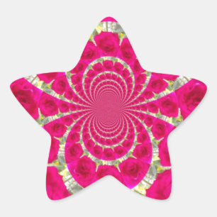 Beautiful Amazing Red Roses Kaleidoscope Pattern Star Sticker