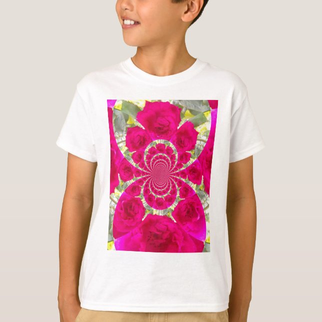Beautiful Amazing Red Roses Kaleidoscope Pattern T-Shirt (Front)