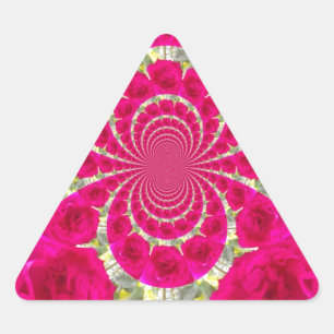 Beautiful Amazing Red Roses Kaleidoscope Pattern Triangle Sticker