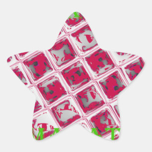 Beautiful Amazing Red Stylish Mirror Image Art  Star Sticker