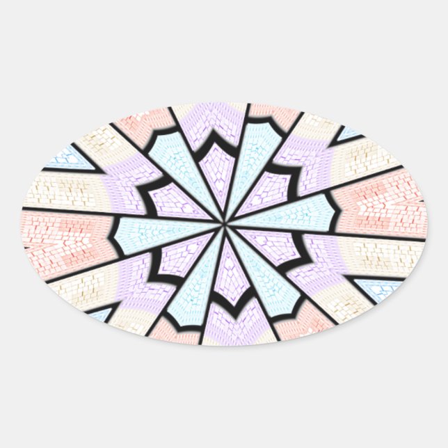 Beautiful Amazing Soft Pastel Geometric Art Print Oval Sticker (Front)