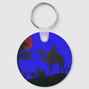 Beautiful Amazing Sunset Camel Safari Art Print Key Ring