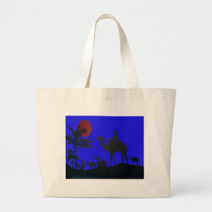 Beautiful Amazing Sunset Camel Safari Art Print Large Tote Bag