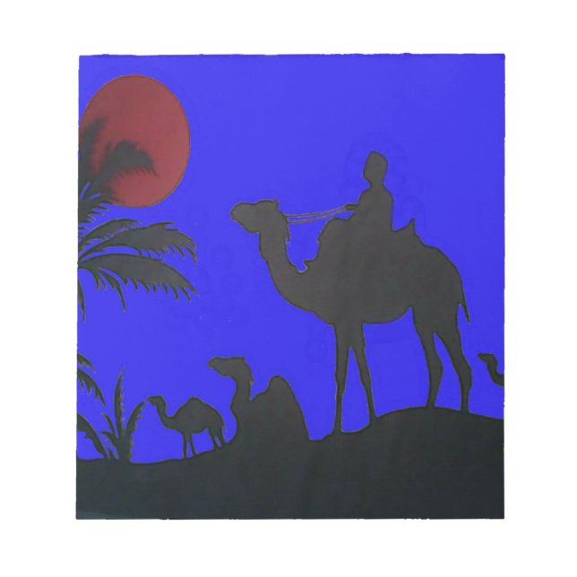 Beautiful Amazing Sunset Camel Safari Art Print Notepad (Front)
