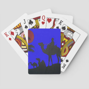 Beautiful Amazing Sunset Camel Safari Art Print Playing Cards