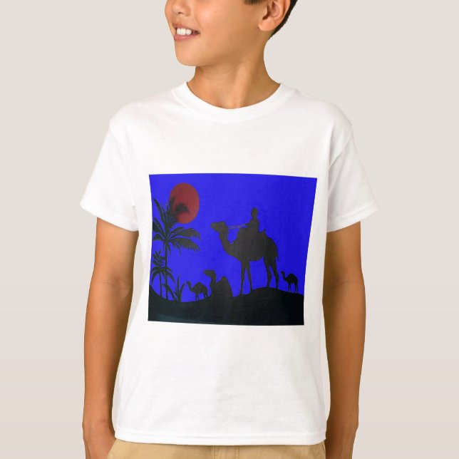 Beautiful Amazing Sunset Camel Safari Art Print T-Shirt (Front)