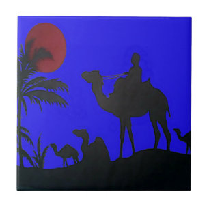 Beautiful Amazing Sunset Camel Safari Art Print Tile