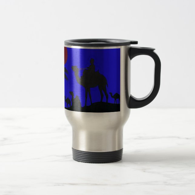 Beautiful Amazing Sunset Camel Safari Art Print Travel Mug (Right)
