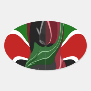 Beautiful Amazing Swirling Kenya Flag: Modern Art Oval Sticker
