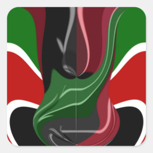 Beautiful Amazing Swirling Kenya Flag: Modern Art Square Sticker