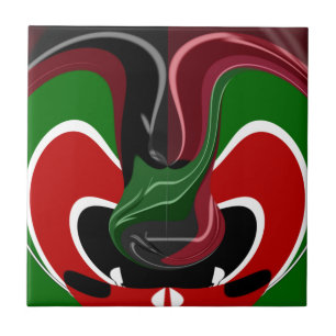 Beautiful Amazing Swirling Kenya Flag: Modern Art Tile