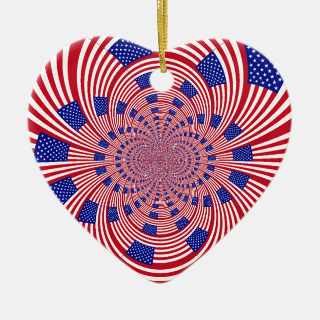 Beautiful Amazing United States Flag Kaleidoscope  Ceramic Tree Decoration (Front)