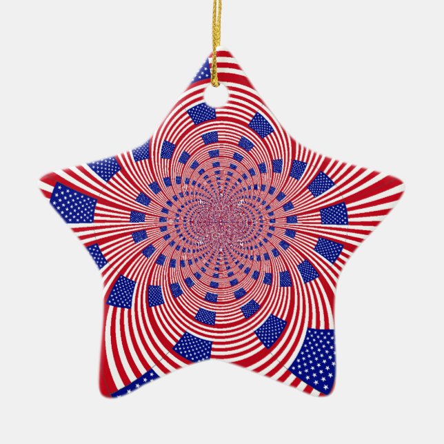 Beautiful Amazing United States Flag Kaleidoscope  Ceramic Tree Decoration (Front)