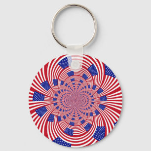 Beautiful Amazing United States Flag Kaleidoscope  Key Ring