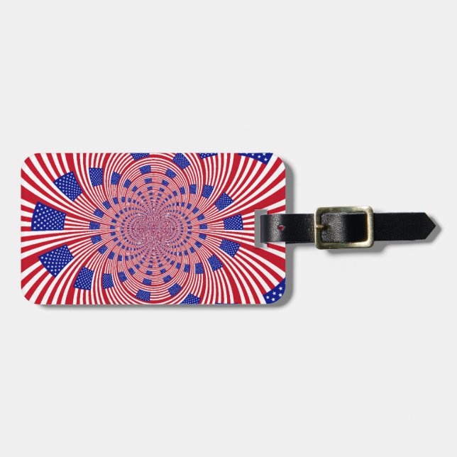 Beautiful Amazing United States Flag Kaleidoscope  Luggage Tag (Front Horizontal)