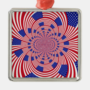Beautiful Amazing United States Flag Kaleidoscope  Metal Tree Decoration