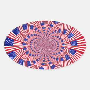 Beautiful Amazing United States Flag Kaleidoscope Oval Sticker